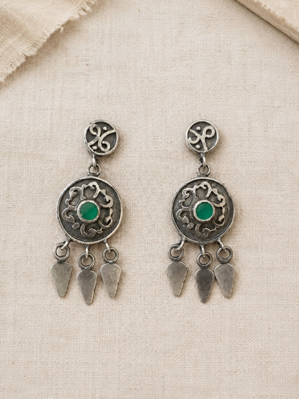 Vintage Sterling Silver Drop Earrings with Turquoise - Picture 2 of 4